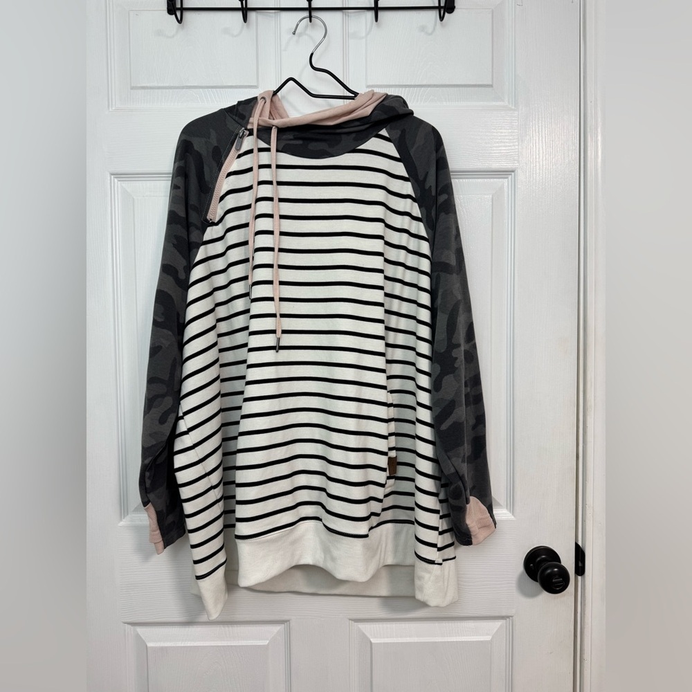 Maurices Black and White Striped Cowl Neck Sweater